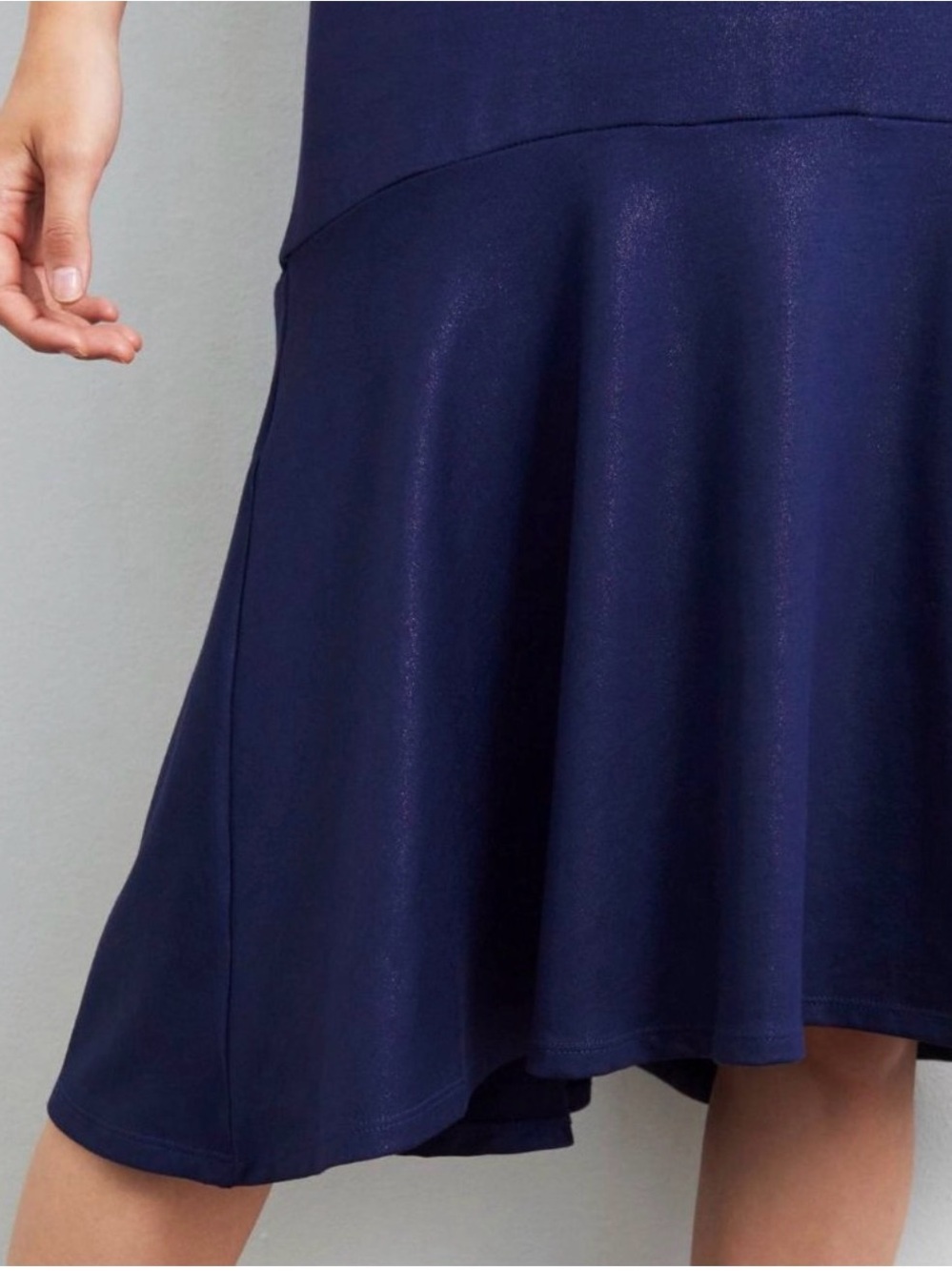 Anthropologie Maeve Ismene midi dress Navy Shimmer w/ Cap Sleeves - Picture 5 of 13
